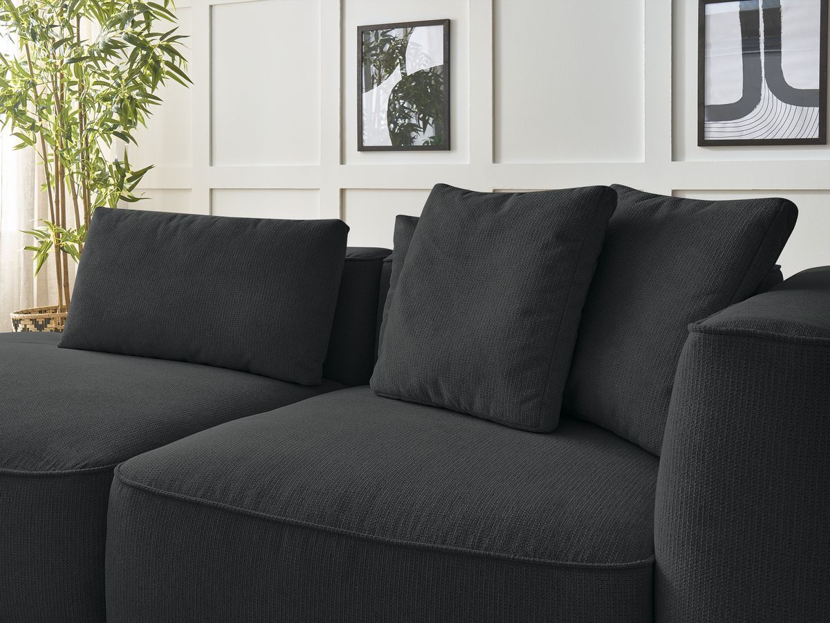Canapé droit fixe 3 places LEOPOLD tissu chiné avec pouf