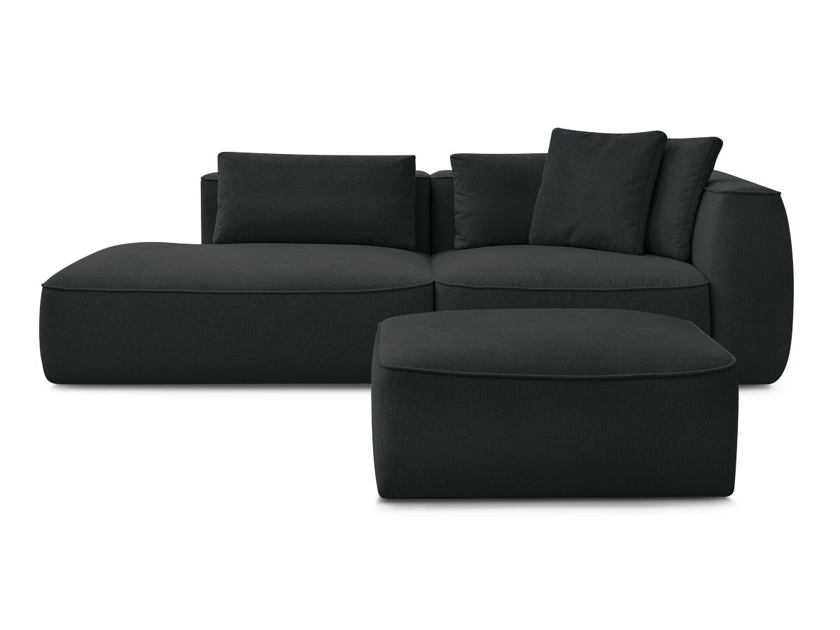 Canapé droit fixe 3 places LEOPOLD tissu chiné avec pouf