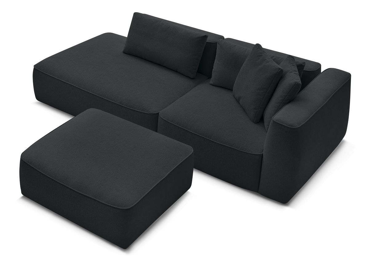 Canapé droit fixe 3 places LEOPOLD tissu chiné avec pouf