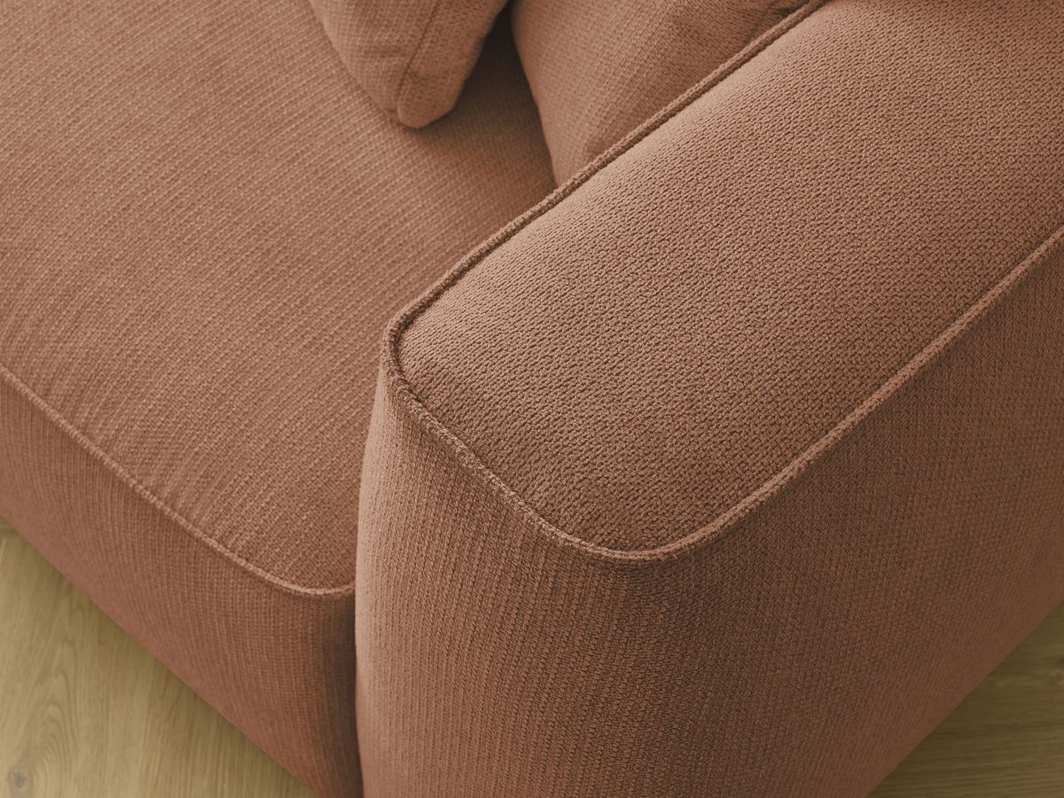 Canapé droit fixe 3 places LEOPOLD tissu chiné avec pouf
