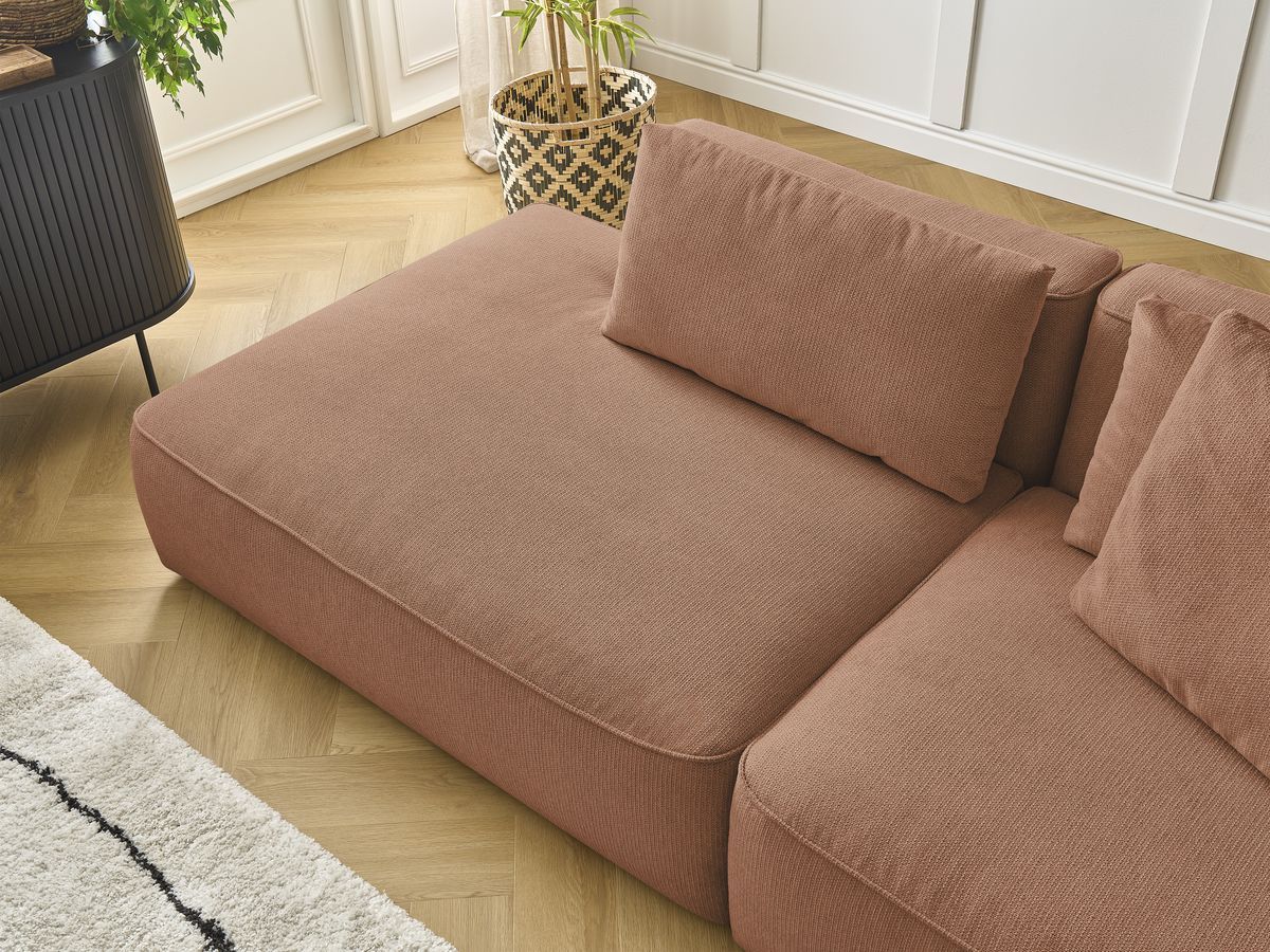 Canapé droit fixe 3 places LEOPOLD tissu chiné avec pouf