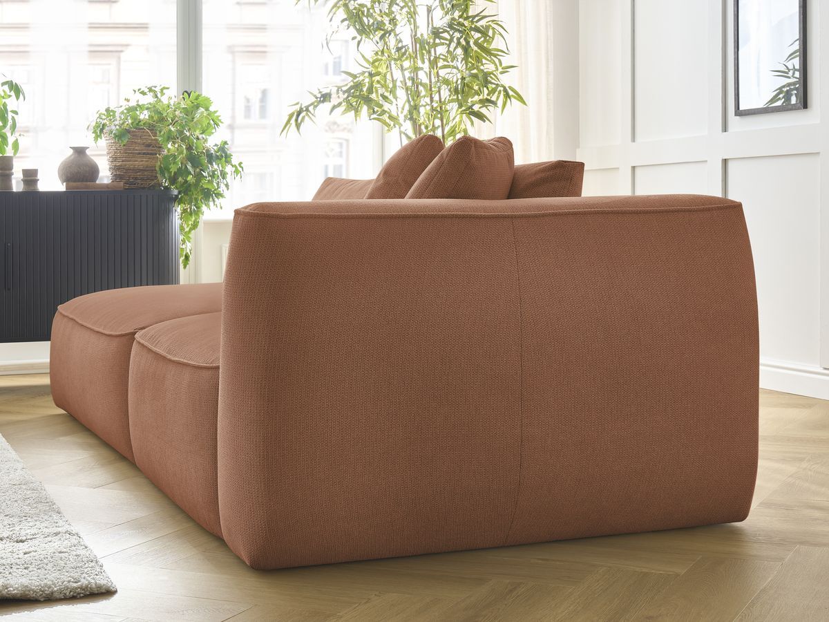 Canapé droit fixe 3 places LEOPOLD tissu chiné avec pouf