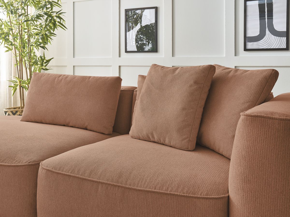 Canapé droit fixe 3 places LEOPOLD tissu chiné avec pouf