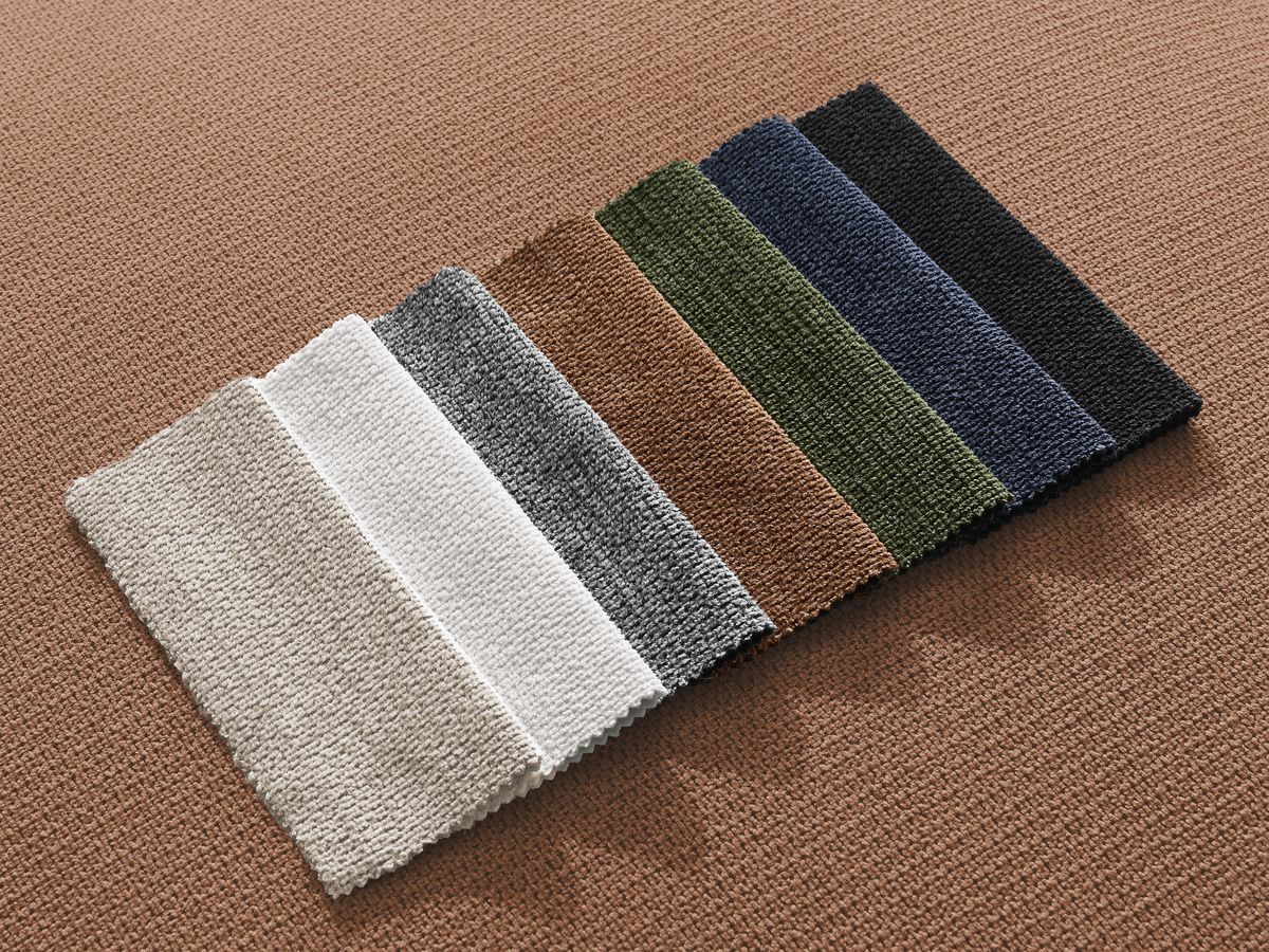 Canapé droit fixe 3 places LEOPOLD tissu chiné avec pouf