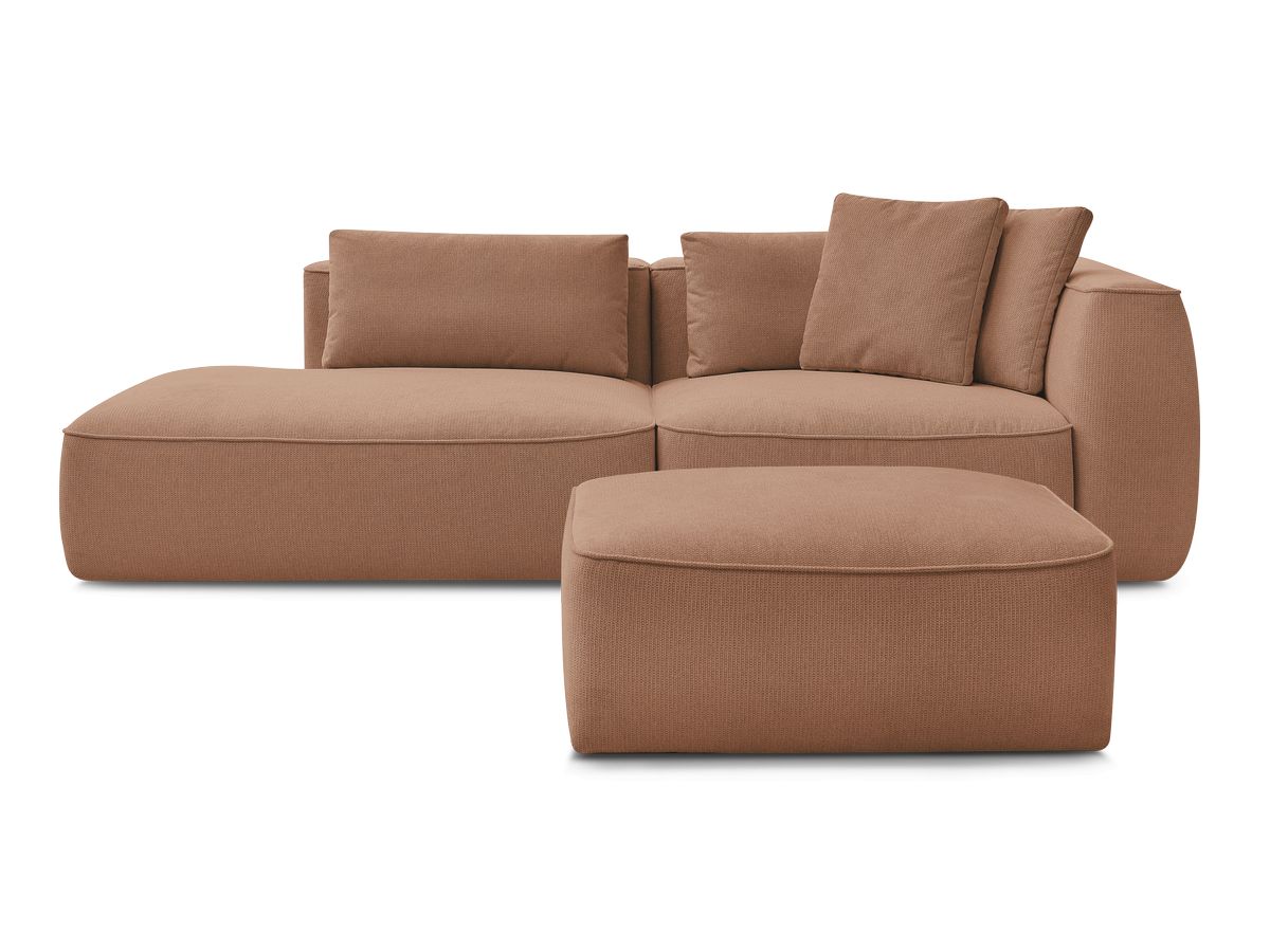 Canapé droit fixe 3 places LEOPOLD tissu chiné avec pouf