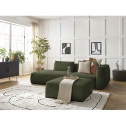 LEOPOLD 3-osobowa prosta sofa w cętkowanej tkaninie z podnóżkiem