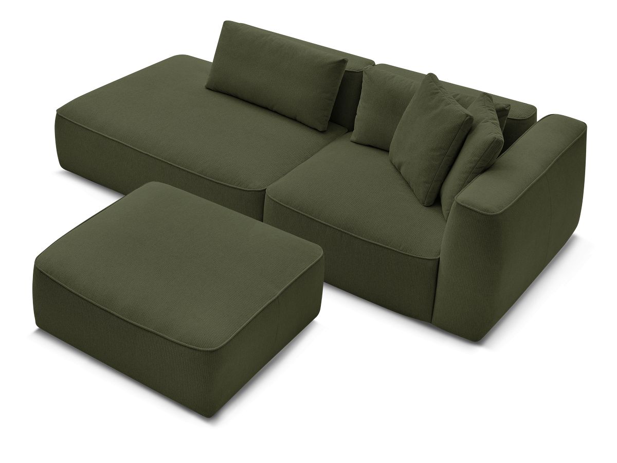 Canapé d'angle fixe EVEREST tissu chiné - Orange - Angle droit - 10 coussins