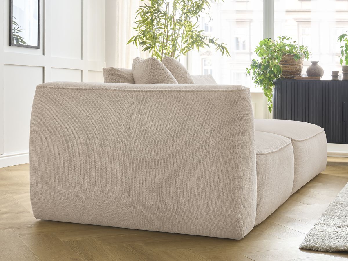 Canapé droit fixe 3 places LEOPOLD tissu chiné avec pouf