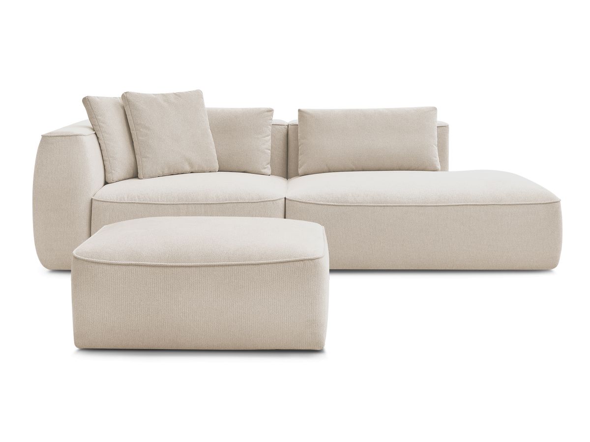 Canapé droit fixe 3 places LEOPOLD tissu chiné avec pouf
