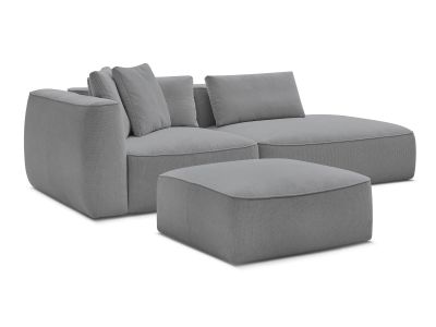 Canapé droit fixe 3 places LEOPOLD tissu chiné avec pouf
