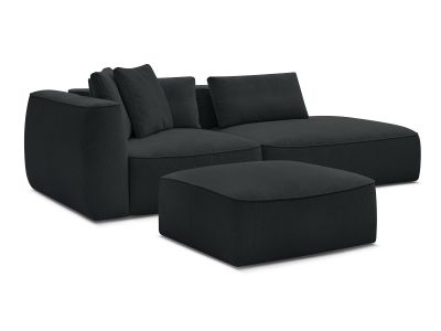 Canapé droit fixe 3 places LEOPOLD tissu chiné avec pouf