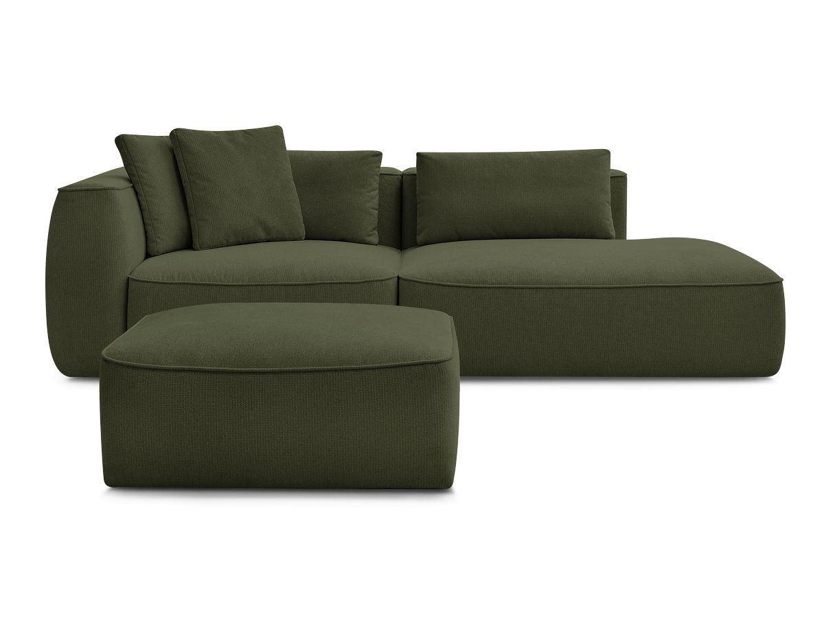 Canapé droit fixe 3 places LEOPOLD tissu chiné avec pouf