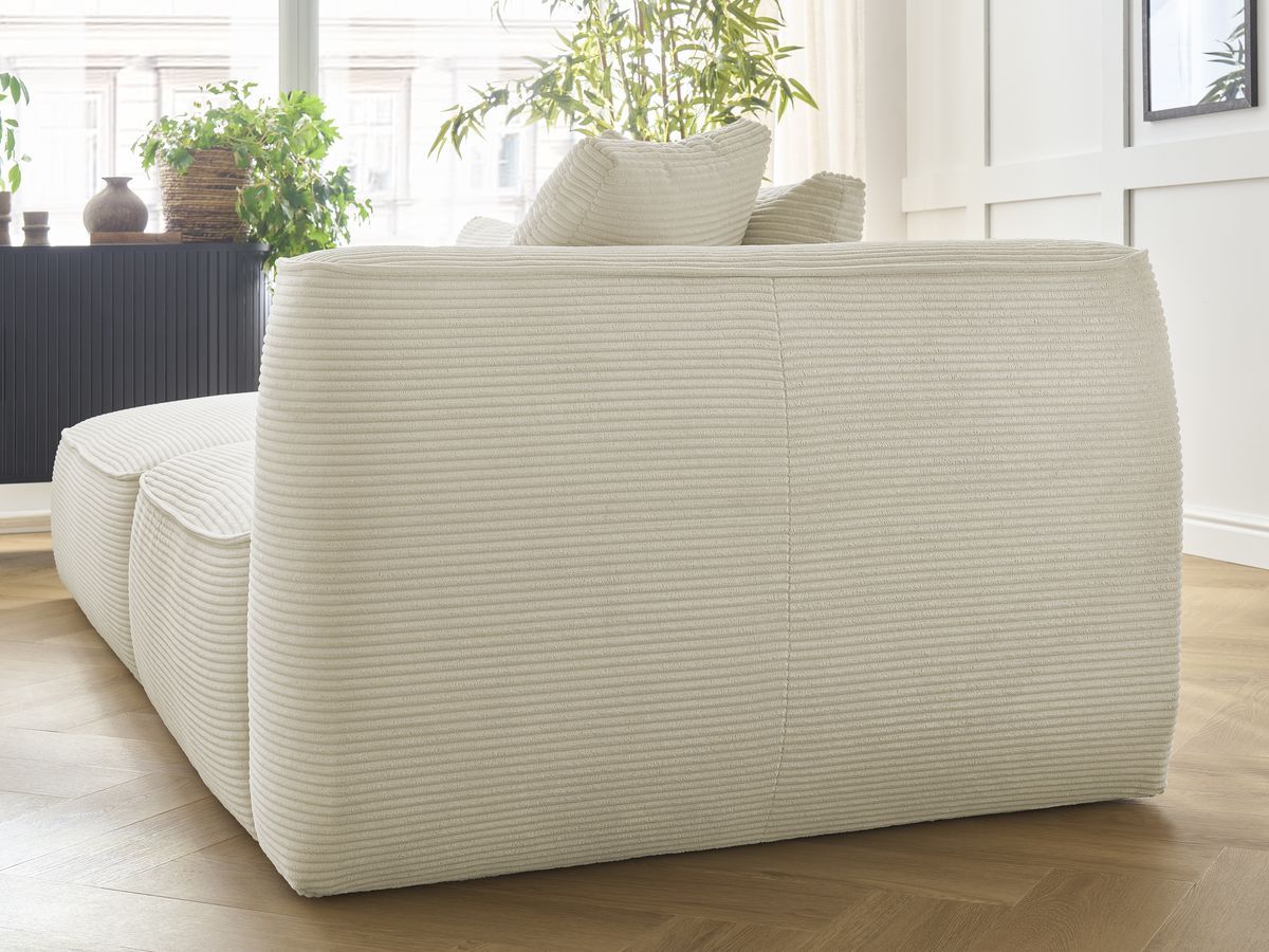 Canapé droit fixe 3 places LEOPOLD velours côtelé avec pouf