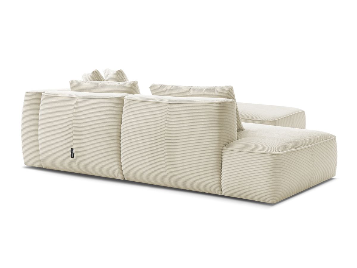 Canapé droit fixe 3 places LEOPOLD velours côtelé avec pouf