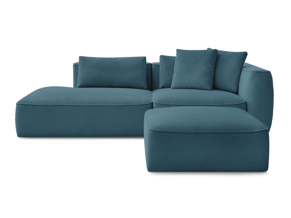 Canapé droit fixe 3 places LEOPOLD velours côtelé avec pouf