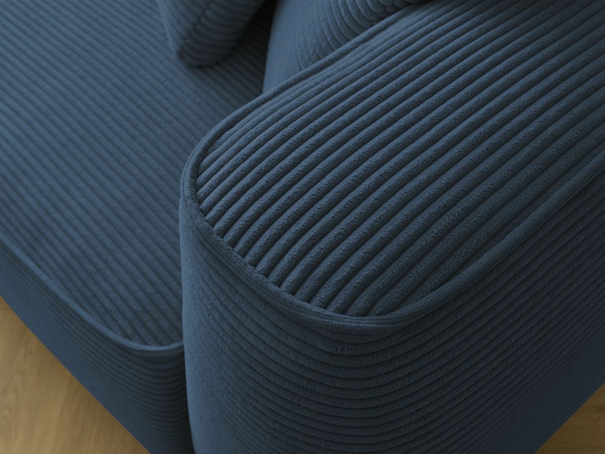 Canapé droit fixe 3 places LEOPOLD velours côtelé avec pouf