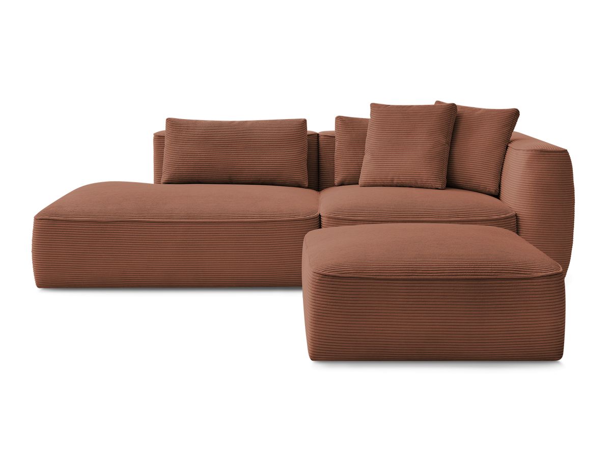 Canapé droit fixe 3 places LEOPOLD velours côtelé avec pouf
