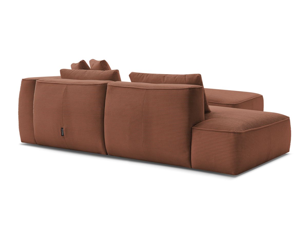Canapé droit fixe 3 places LEOPOLD velours côtelé avec pouf