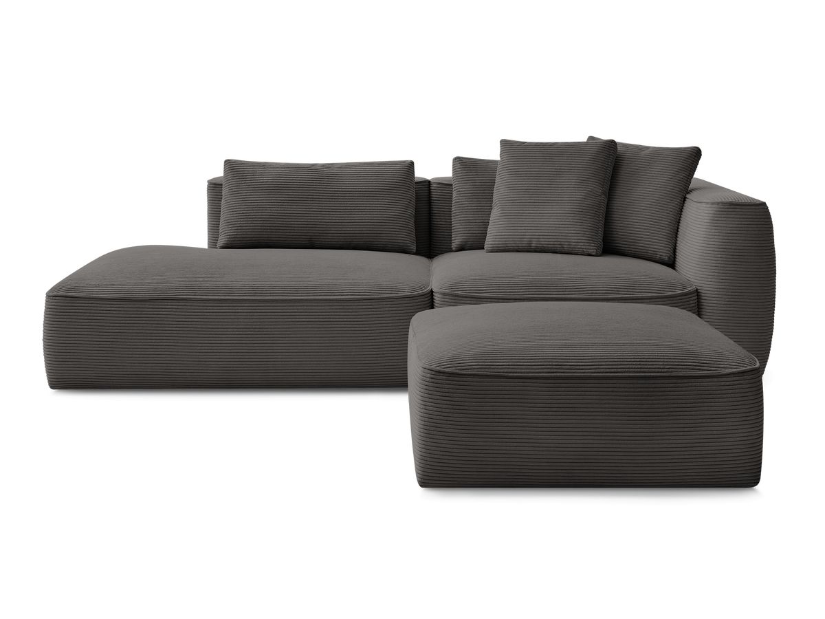 Canapé droit fixe 3 places LEOPOLD velours côtelé avec pouf