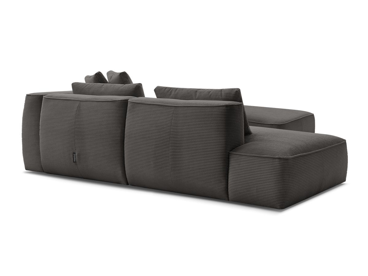 Canapé droit fixe 3 places LEOPOLD velours côtelé avec pouf