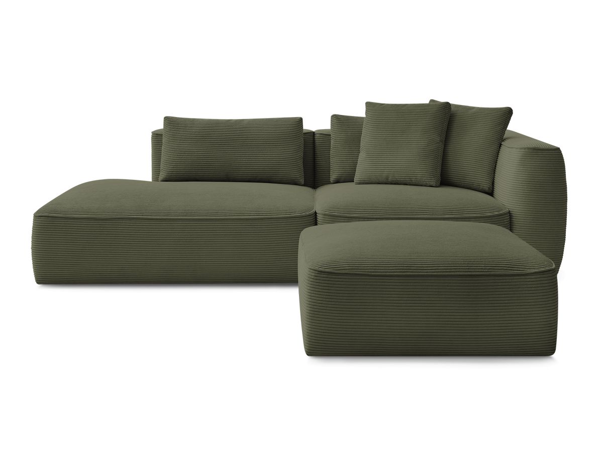 Canapé droit fixe 3 places LEOPOLD velours côtelé avec pouf