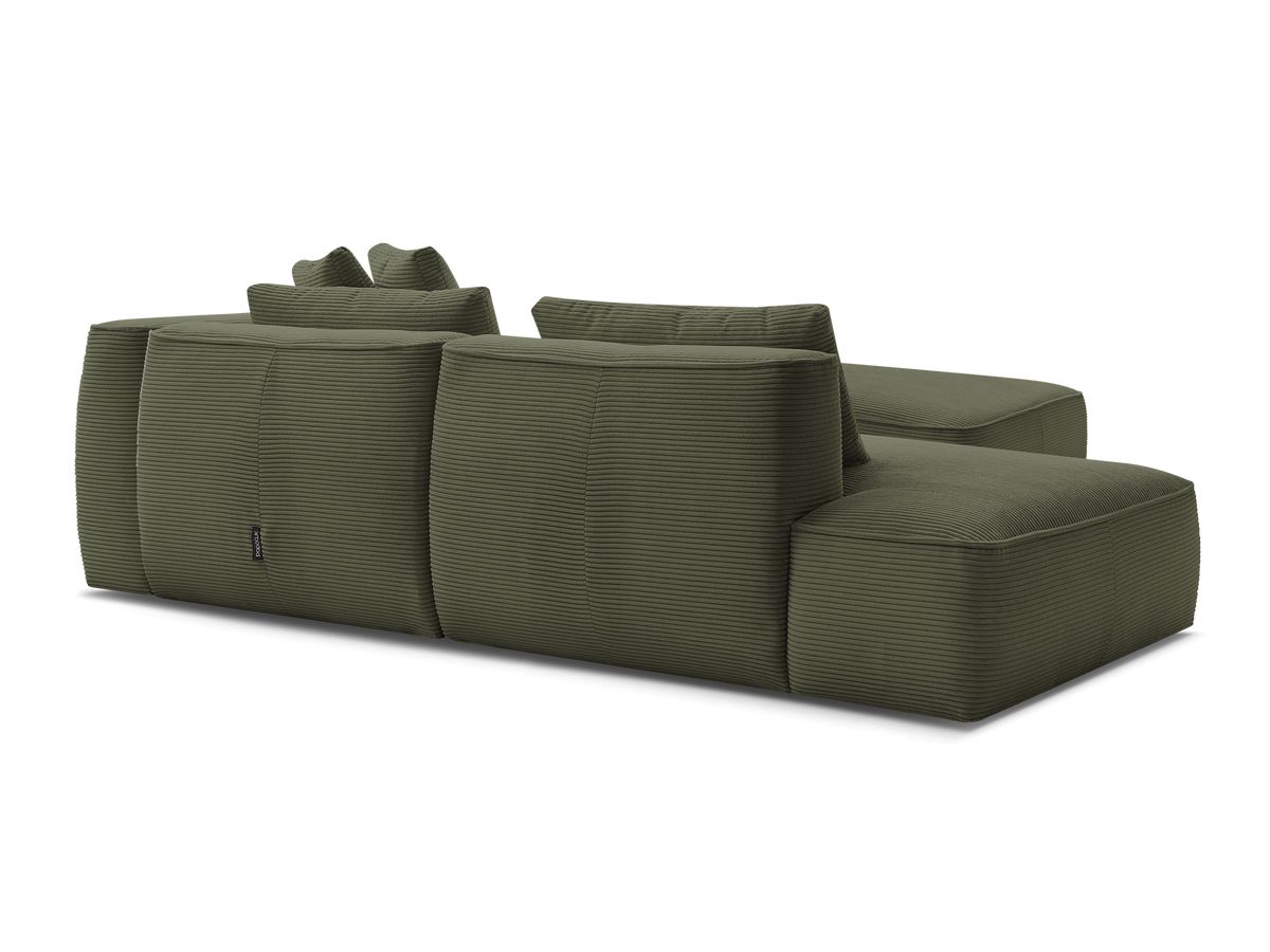 Canapé droit fixe 3 places LEOPOLD velours côtelé avec pouf