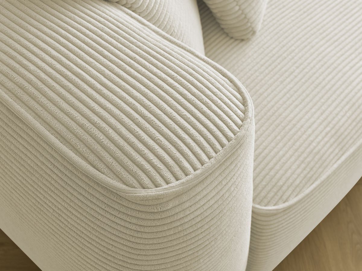 Canapé droit fixe 3 places LEOPOLD velours côtelé avec pouf