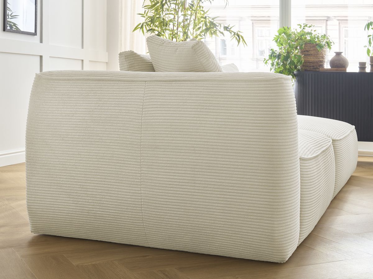 Canapé droit fixe 3 places LEOPOLD velours côtelé avec pouf