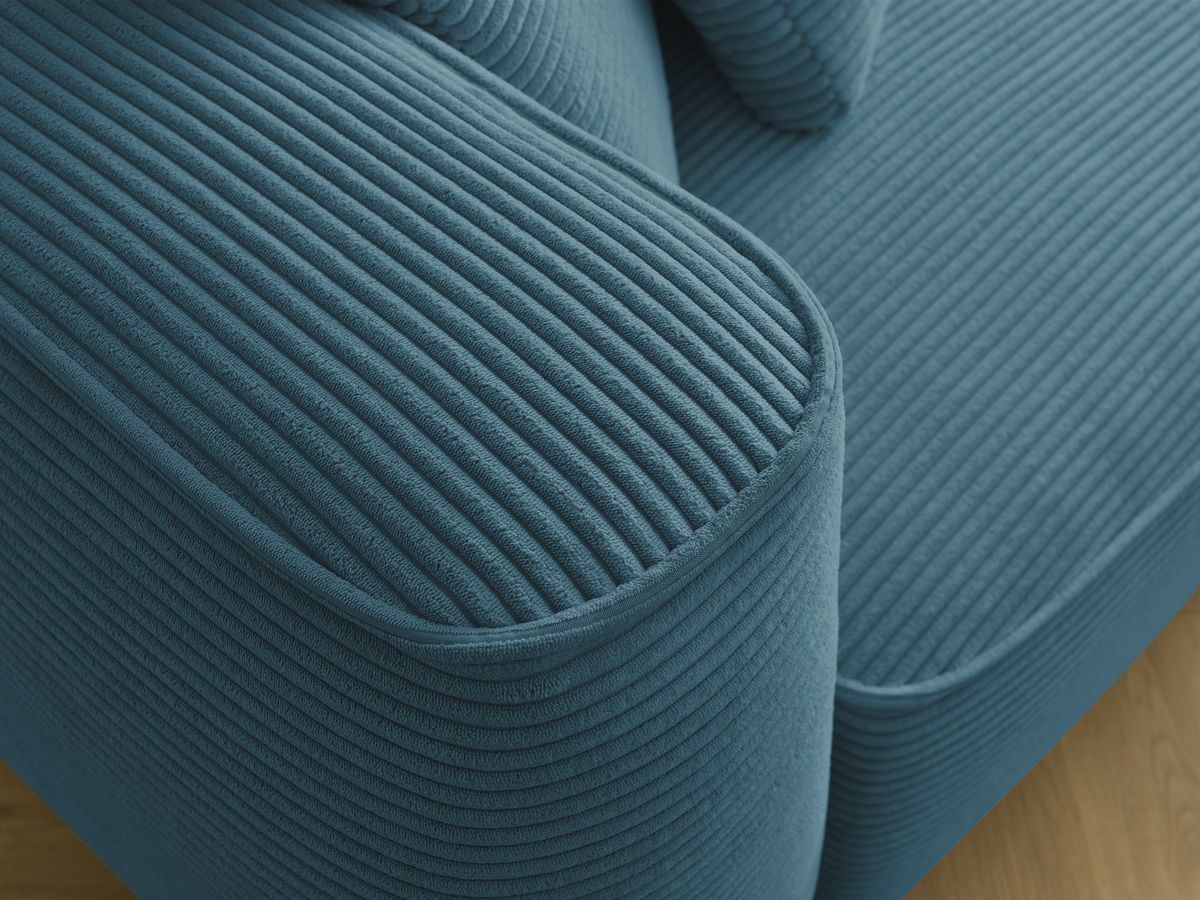 Canapé droit fixe 3 places LEOPOLD velours côtelé avec pouf