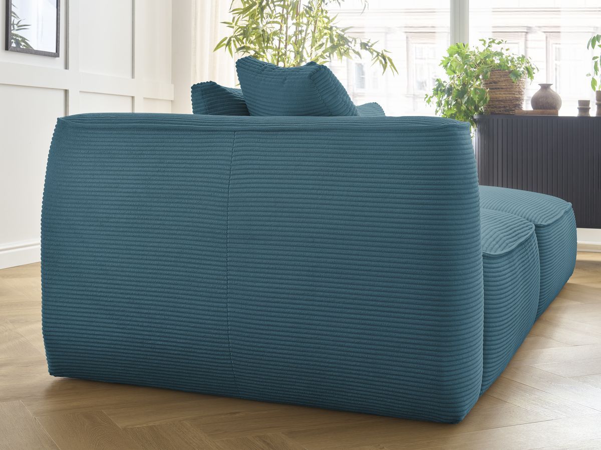 Canapé droit fixe 3 places LEOPOLD velours côtelé avec pouf