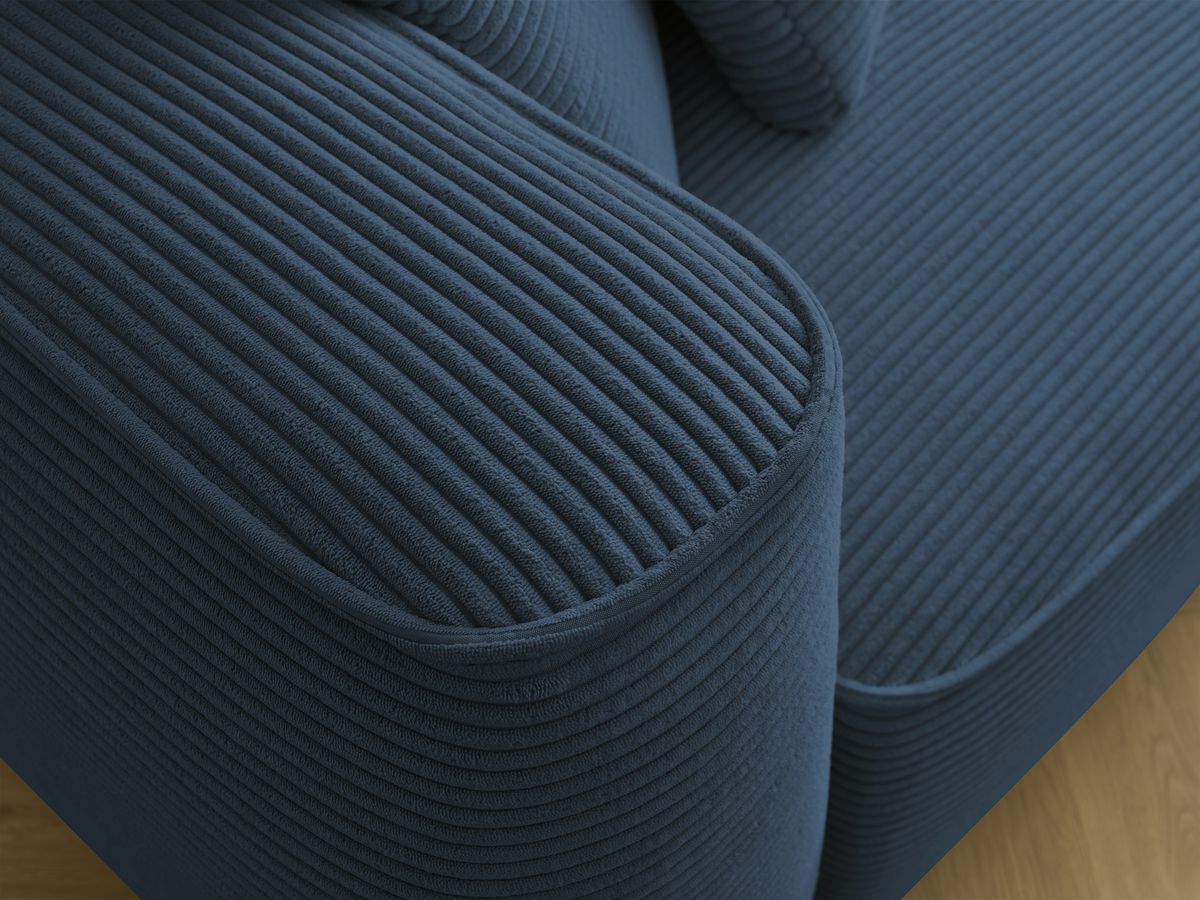 Canapé droit fixe 3 places LEOPOLD velours côtelé avec pouf