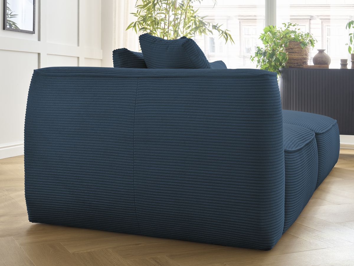 Canapé droit fixe 3 places LEOPOLD velours côtelé avec pouf