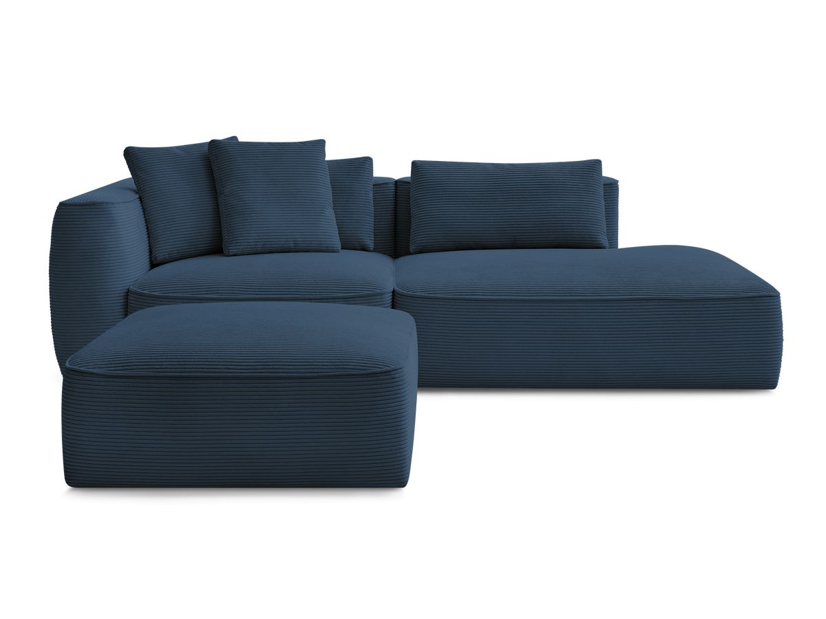 Canapé droit fixe 3 places LEOPOLD velours côtelé avec pouf