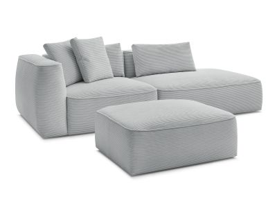 Canapé droit fixe 3 places LEOPOLD velours côtelé avec pouf