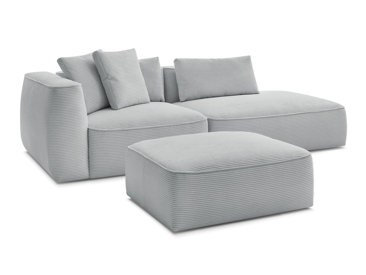 Canapé droit fixe 3 places LEOPOLD velours côtelé avec pouf