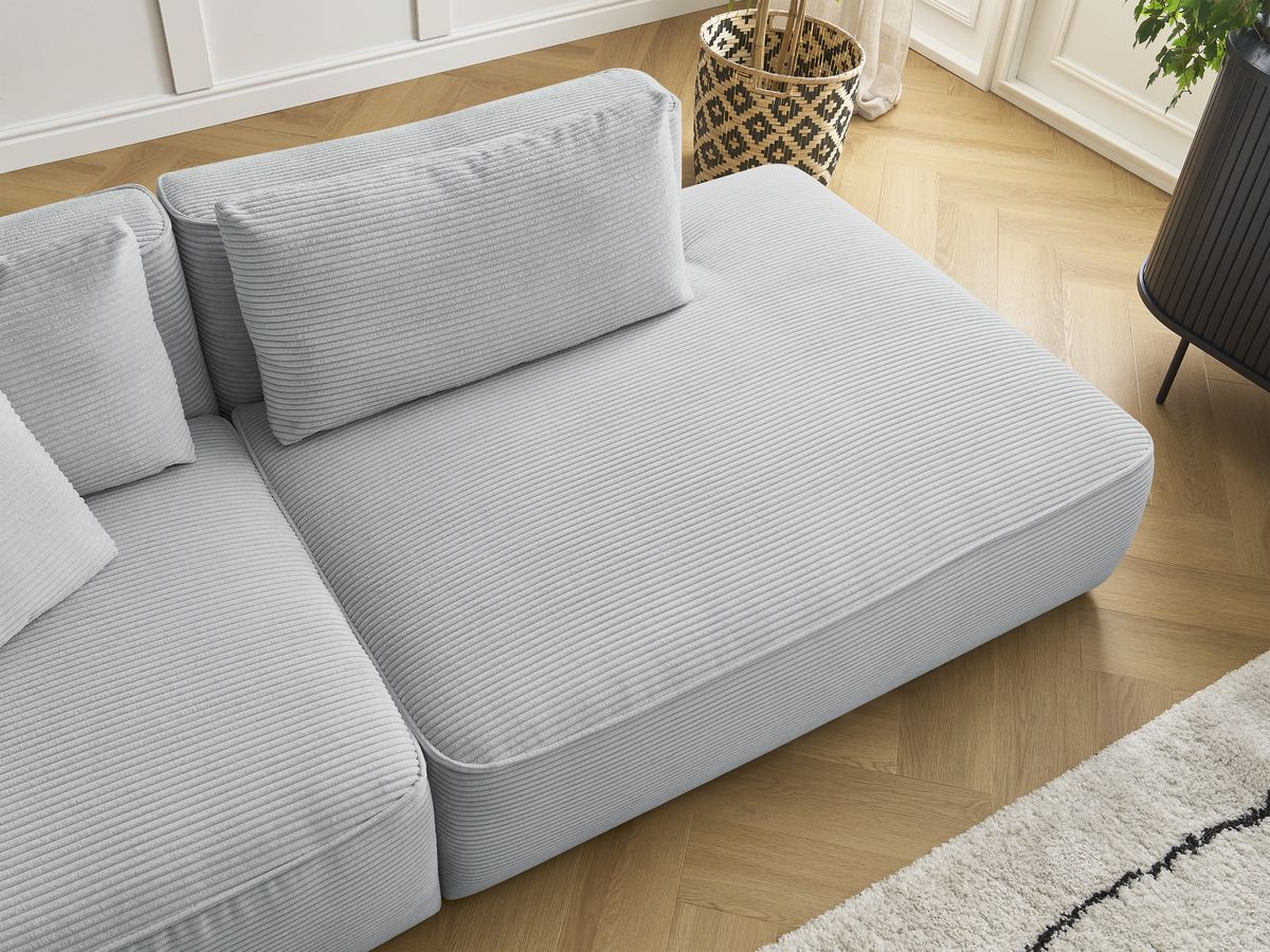 Canapé droit fixe 3 places LEOPOLD velours côtelé avec pouf