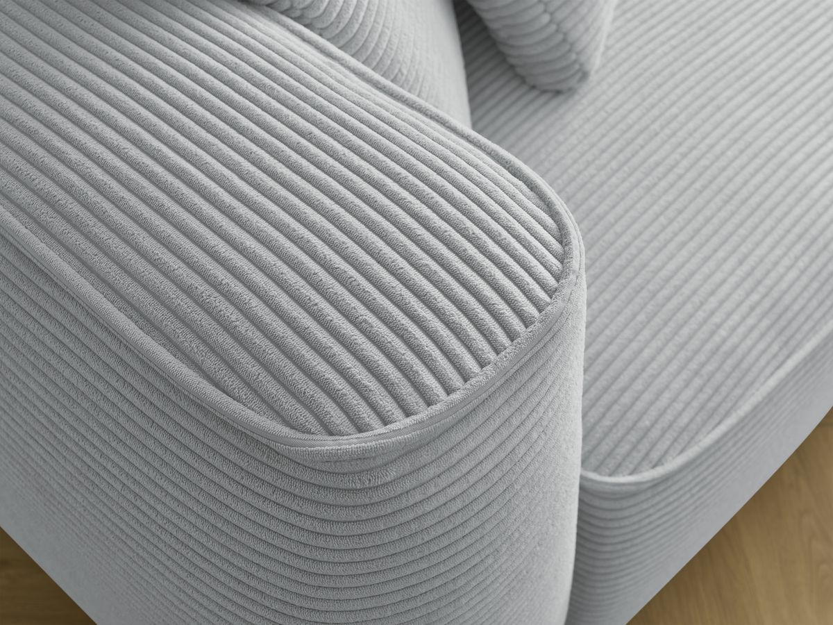 Canapé droit fixe 3 places LEOPOLD velours côtelé avec pouf