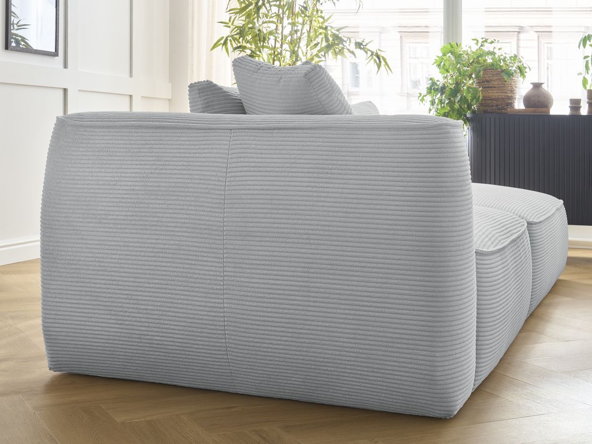 Canapé droit fixe 3 places LEOPOLD velours côtelé avec pouf