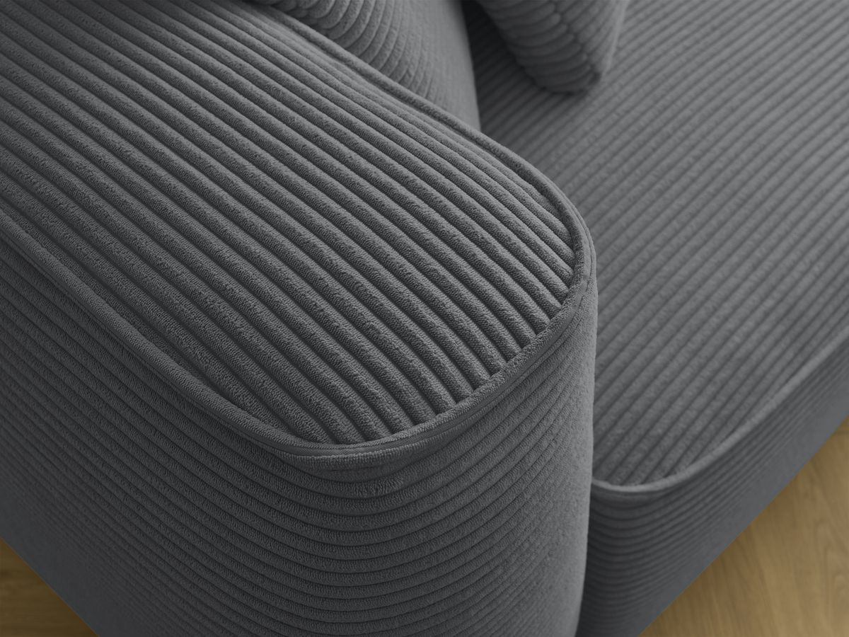 Canapé droit fixe 3 places LEOPOLD velours côtelé avec pouf