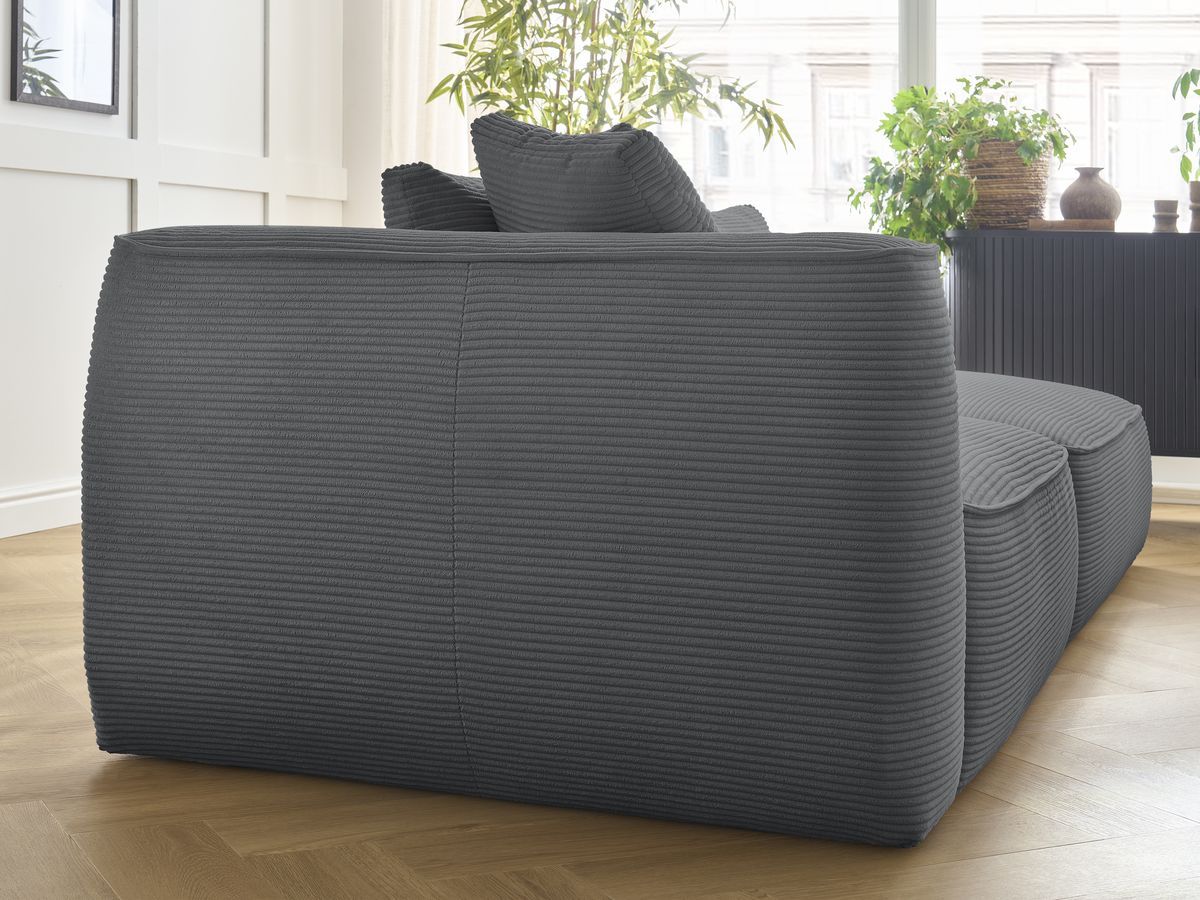 Canapé droit fixe 3 places LEOPOLD velours côtelé avec pouf