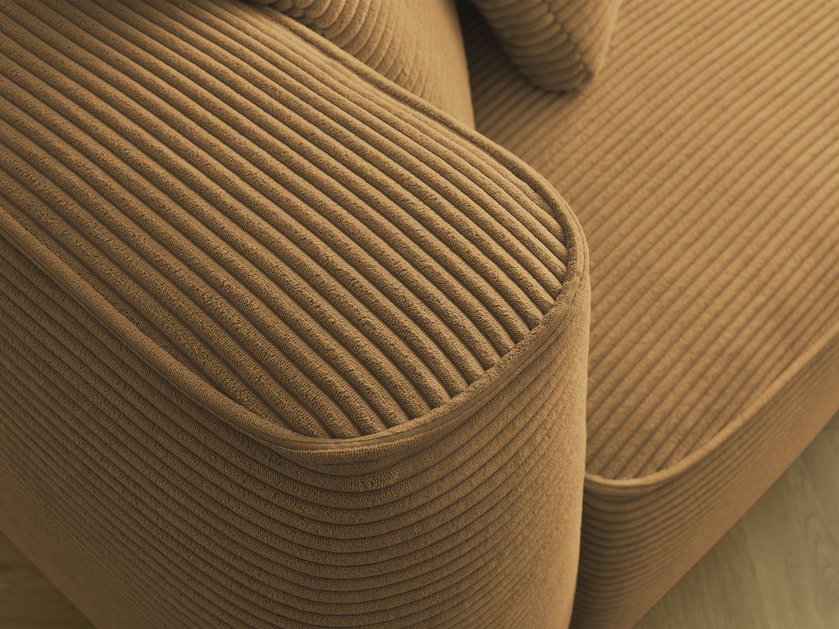 Canapé droit fixe 3 places LEOPOLD velours côtelé avec pouf