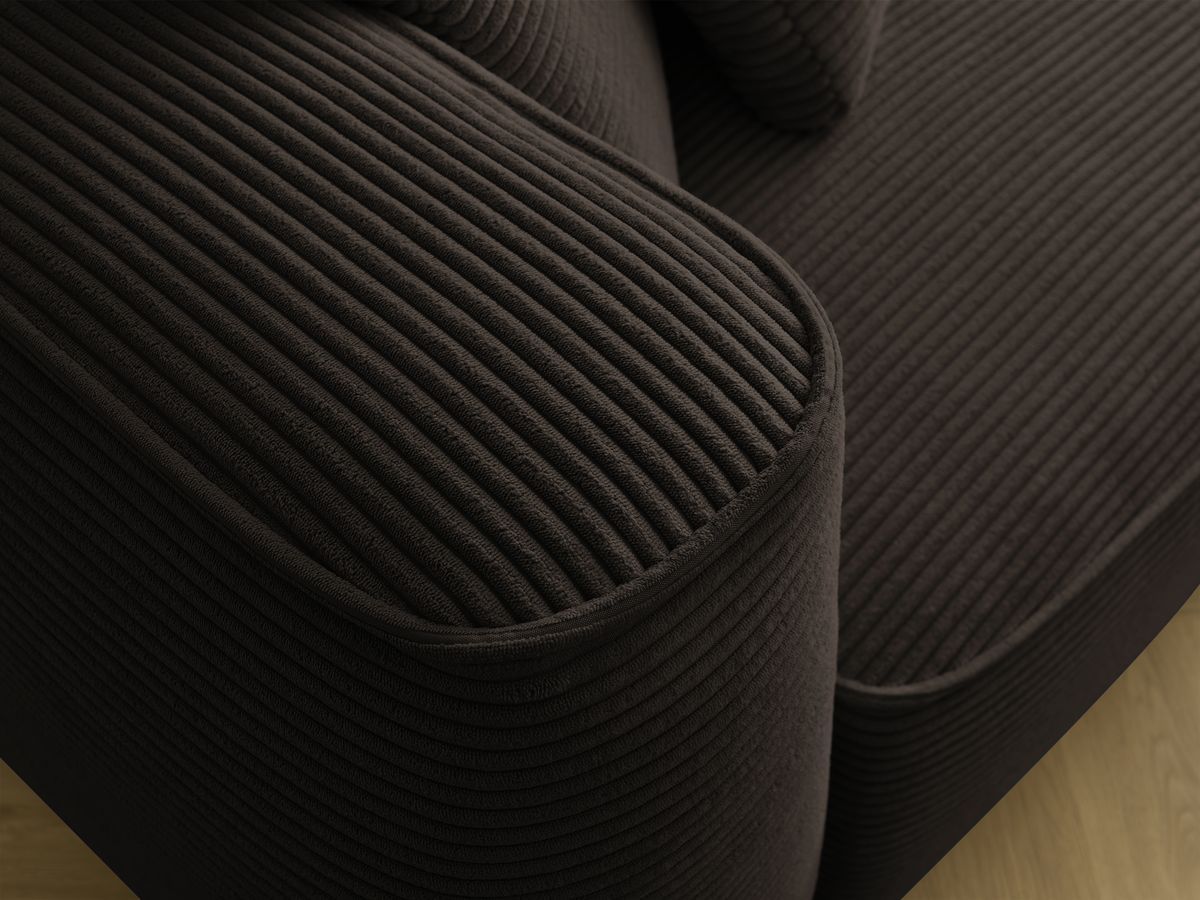 Canapé droit fixe 3 places LEOPOLD velours côtelé avec pouf