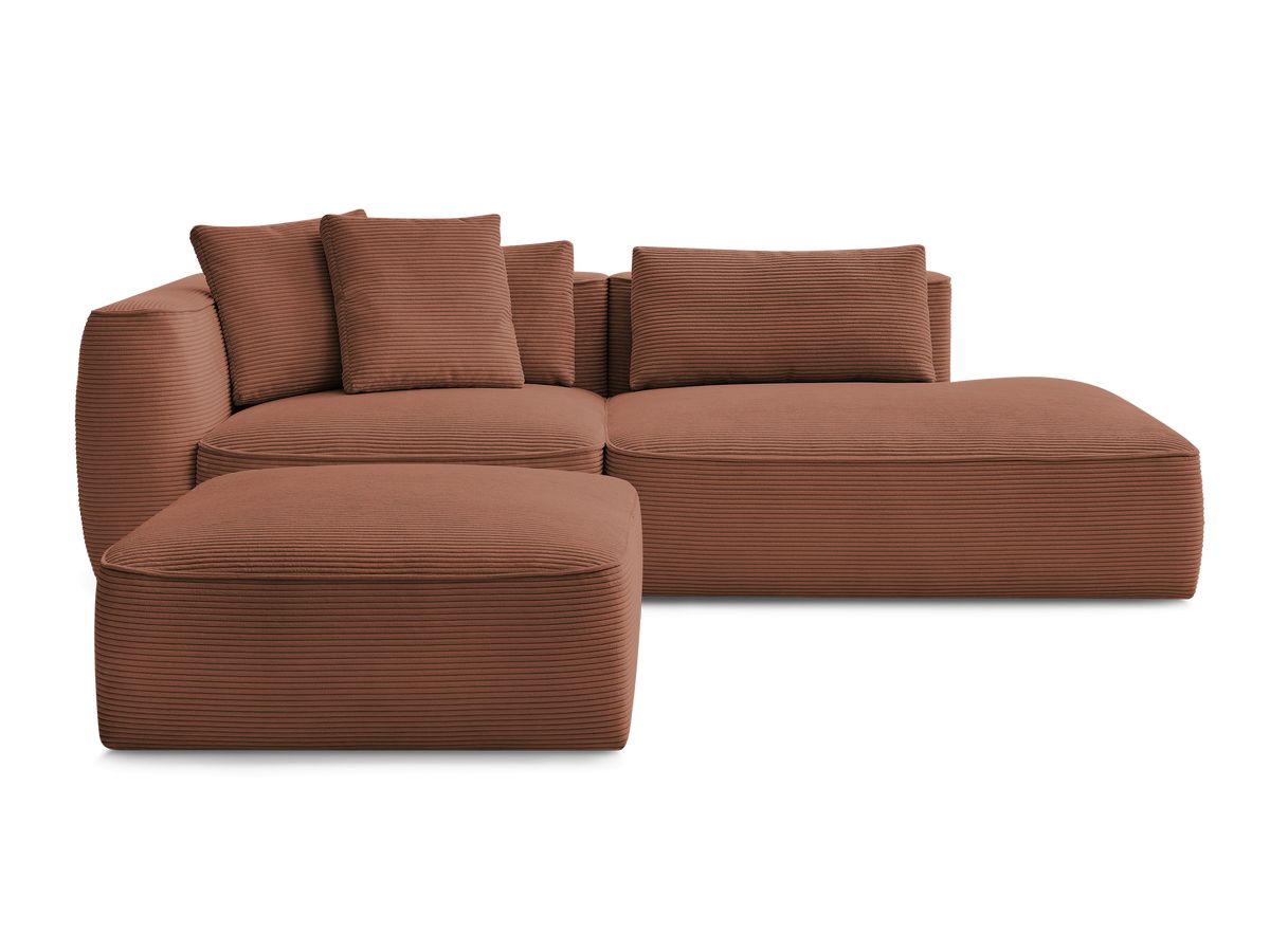 Canapé droit fixe 3 places LEOPOLD velours côtelé avec pouf