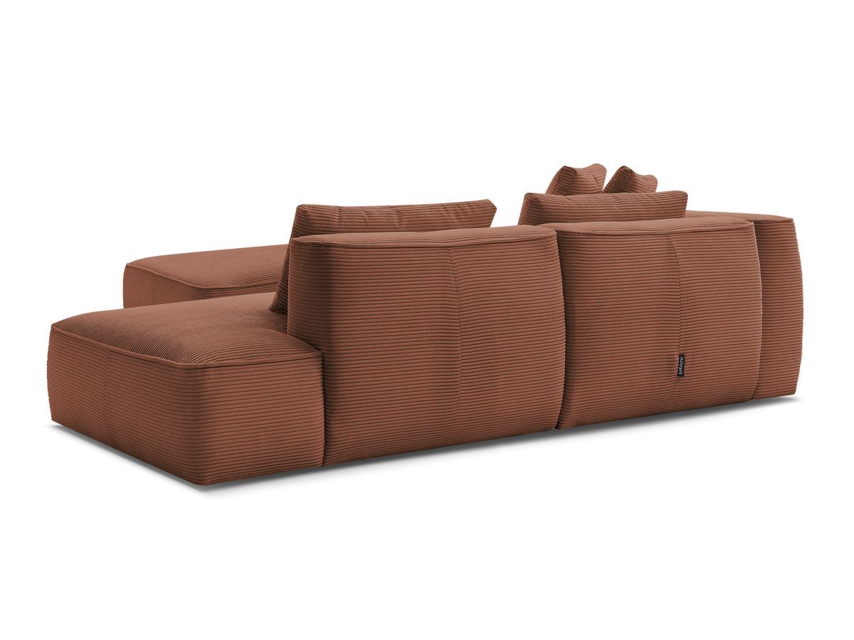 Canapé droit fixe 3 places LEOPOLD velours côtelé avec pouf