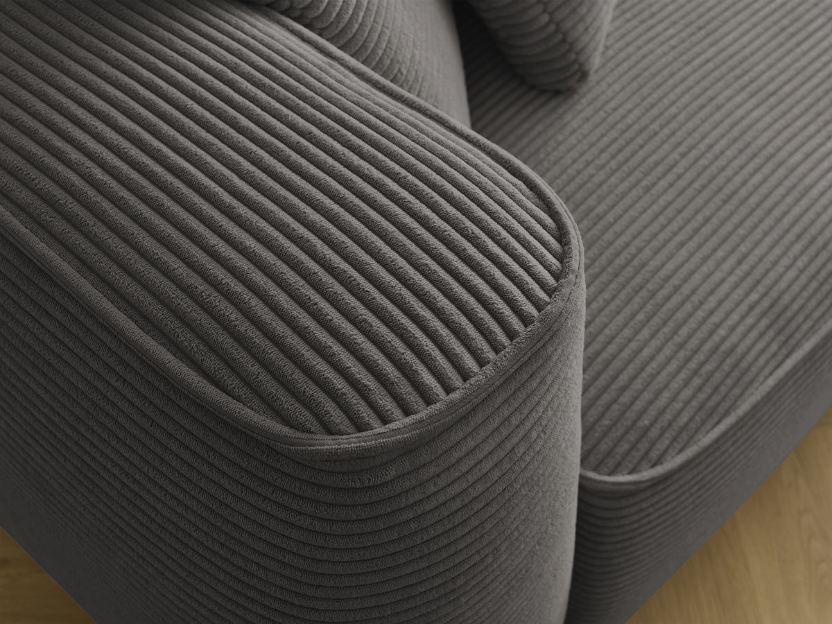 Canapé droit fixe 3 places LEOPOLD velours côtelé avec pouf