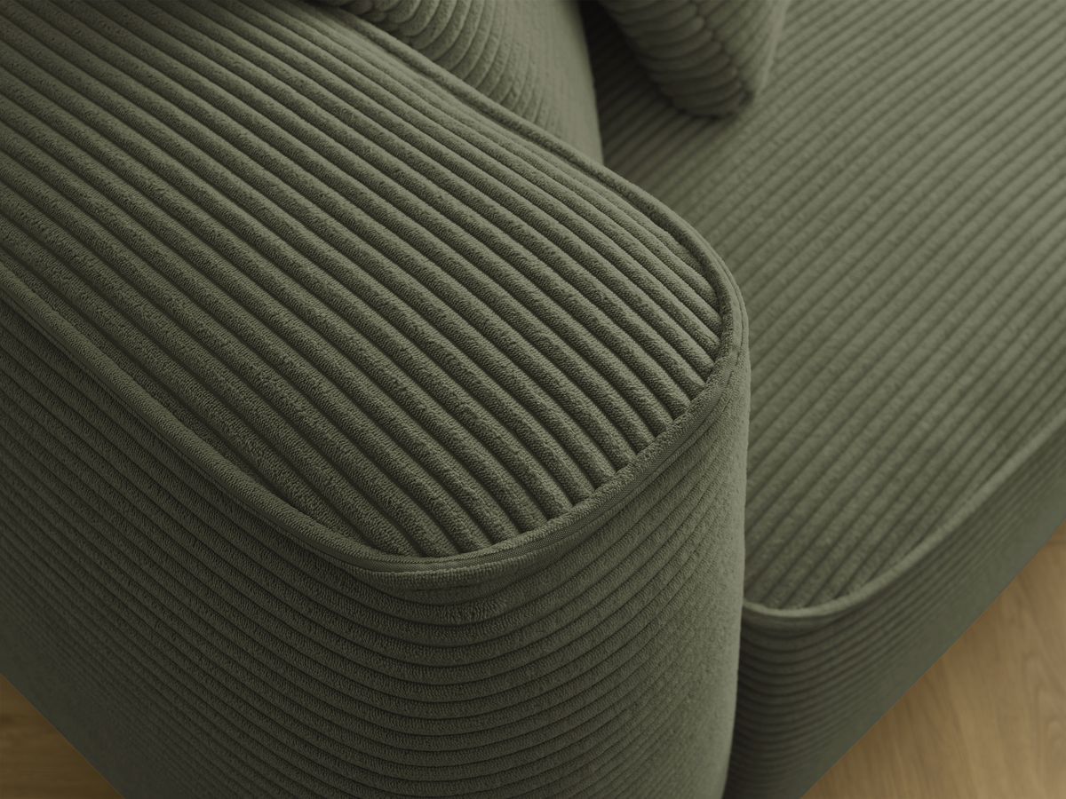 Canapé droit fixe 3 places LEOPOLD velours côtelé avec pouf