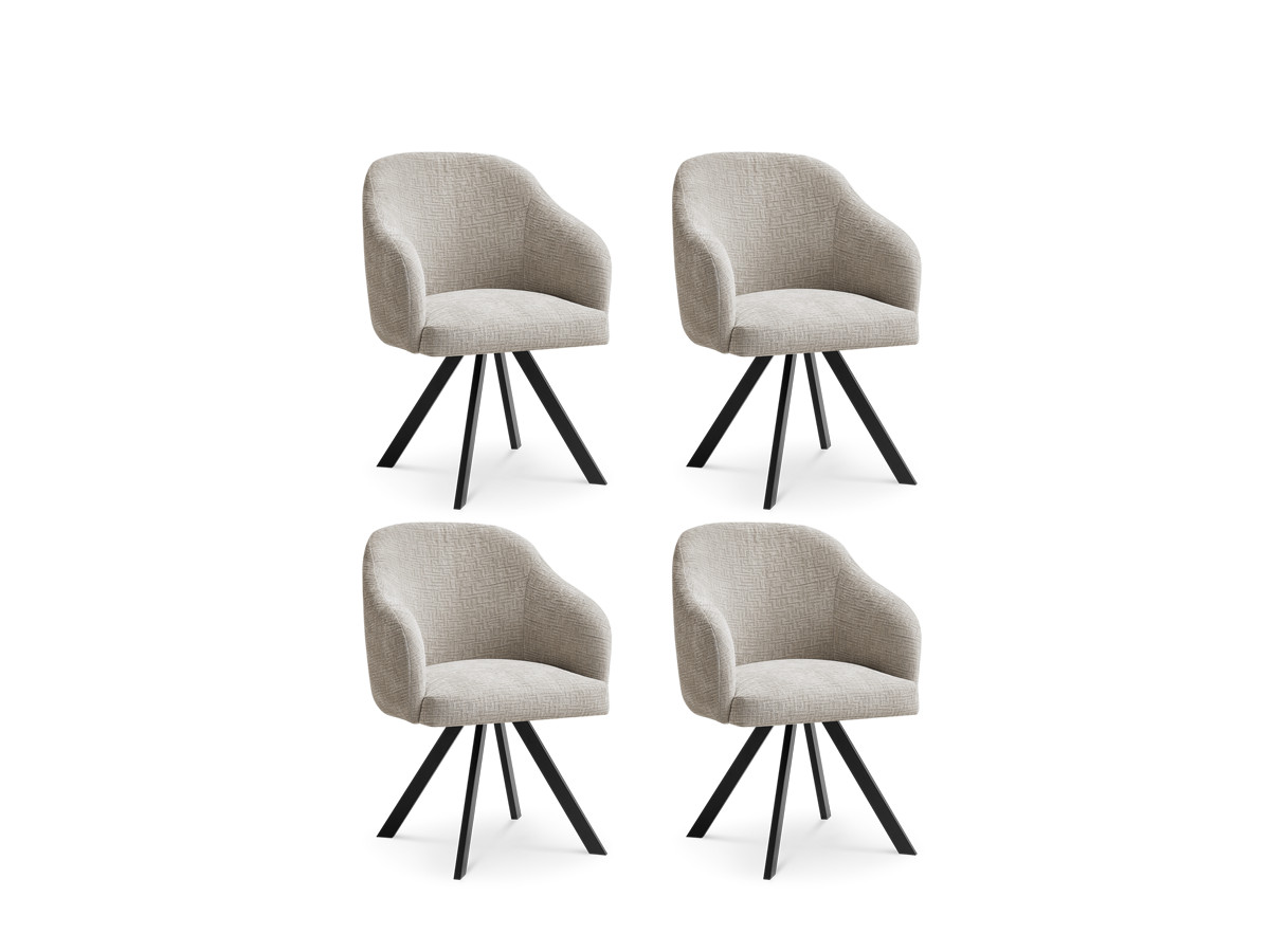 Lot de chaises SOPHIE tissu texturé et pieds étoile