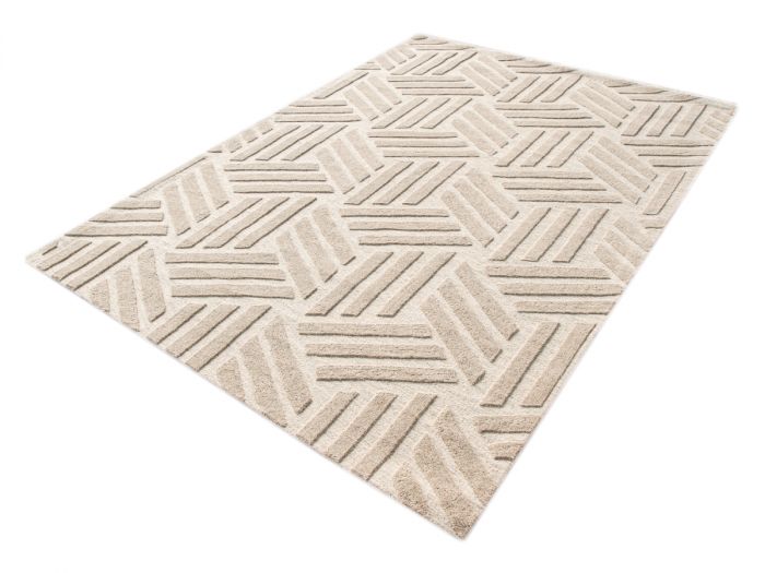 Tapis poil ras OSTARA motif géometrique