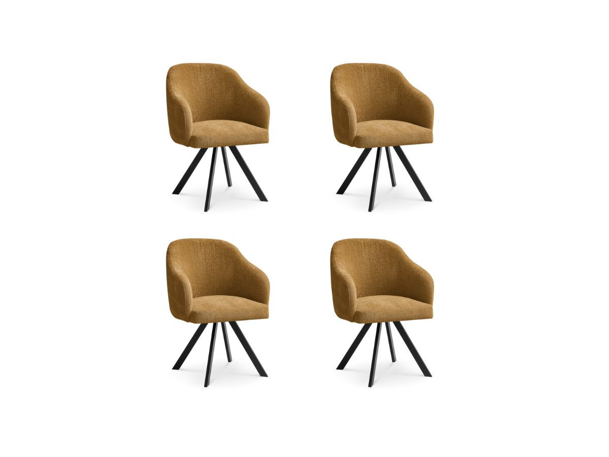Lot de chaises SOPHIE tissu texturé et pieds étoile