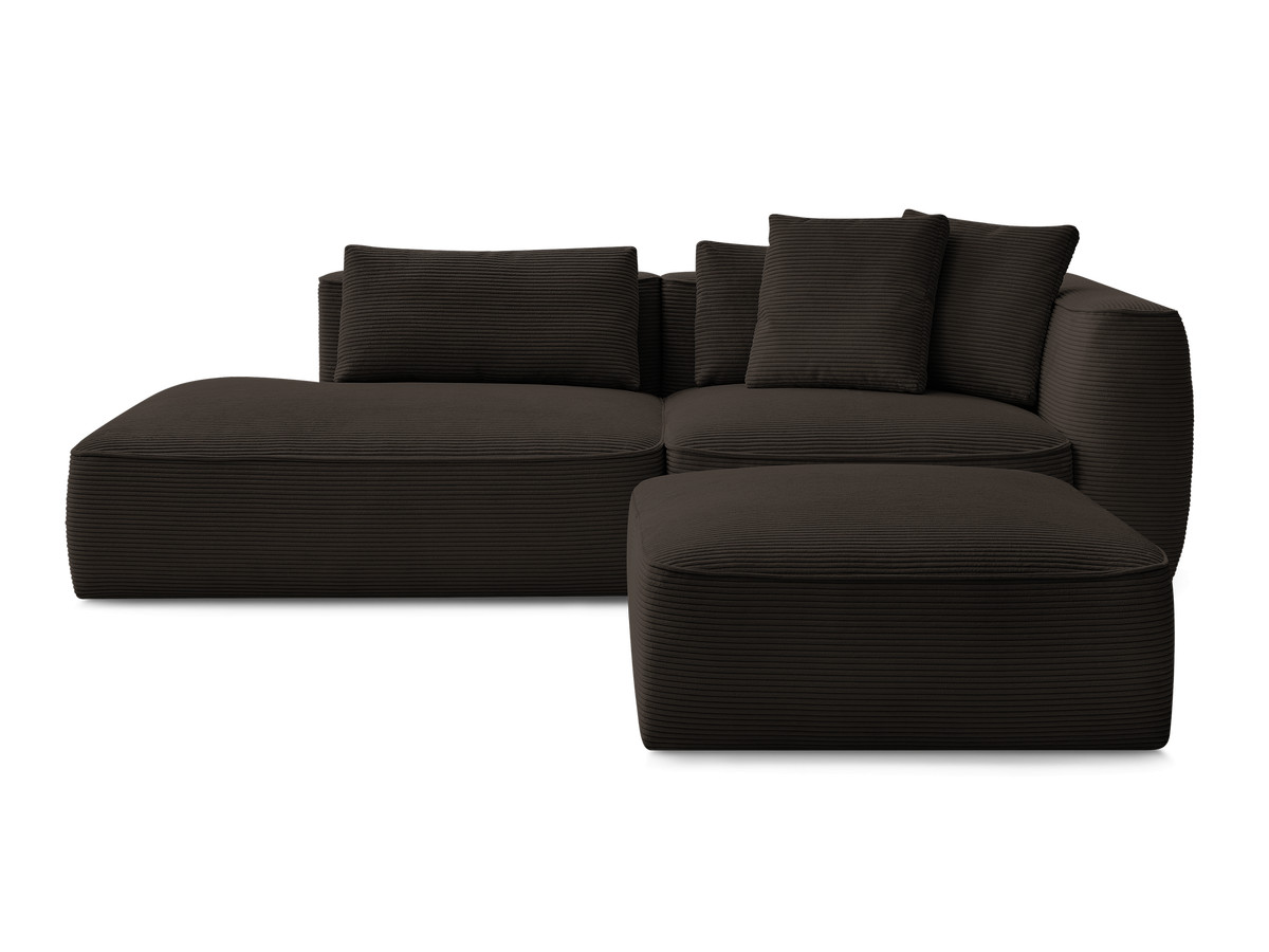 Canapé droit fixe 3 places LEOPOLD velours côtelé avec pouf